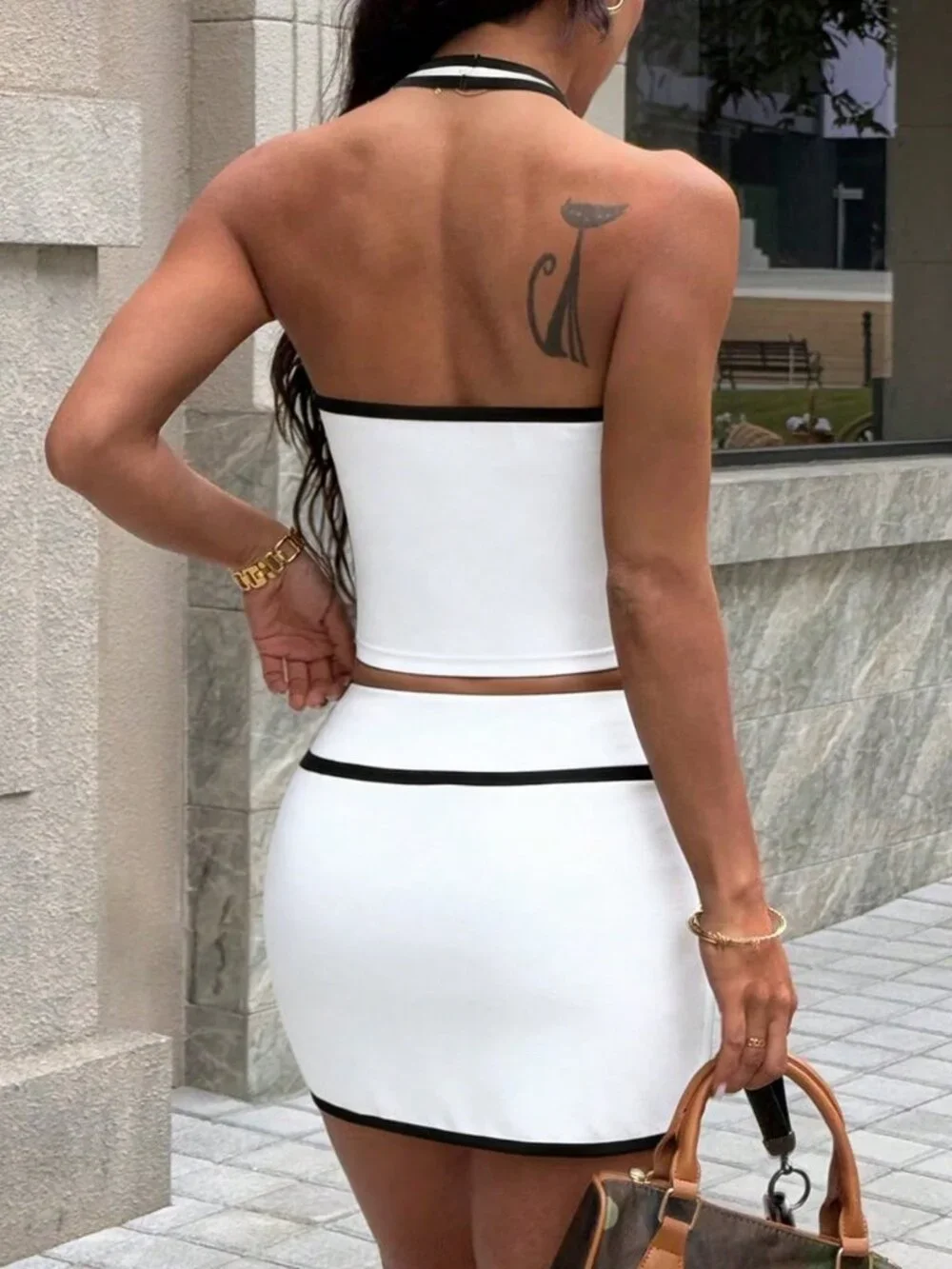 White Athleisure Women's V-Neck Top & Shorts Set